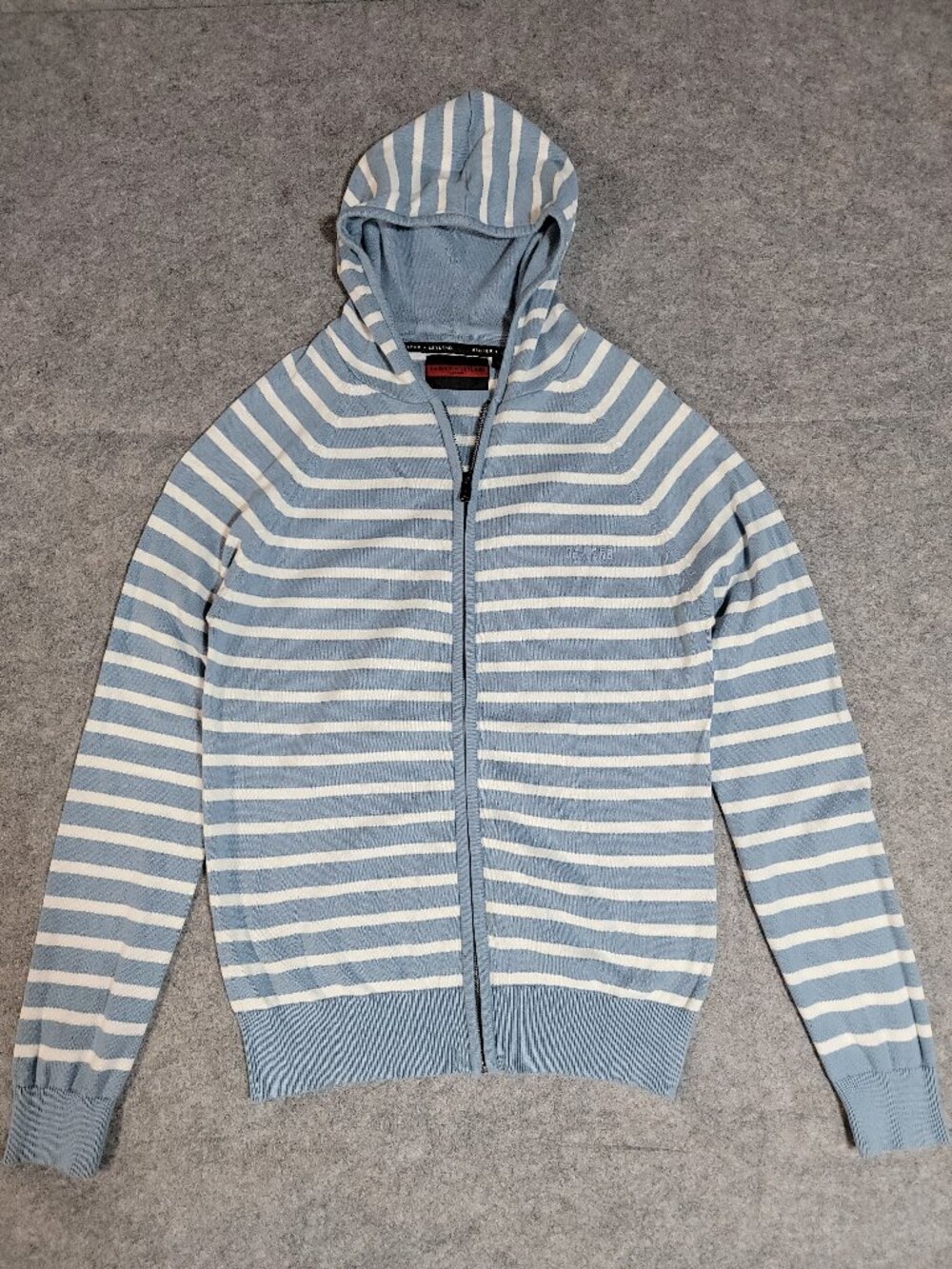 Harper + Leyland London Striped Cotton Knit Full Zip Hoodie - Mens Small